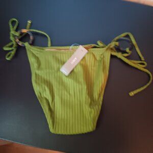 J Crew Women's Wide Rib Curved Waist Cheeky String Bikini Bottom With Ri…